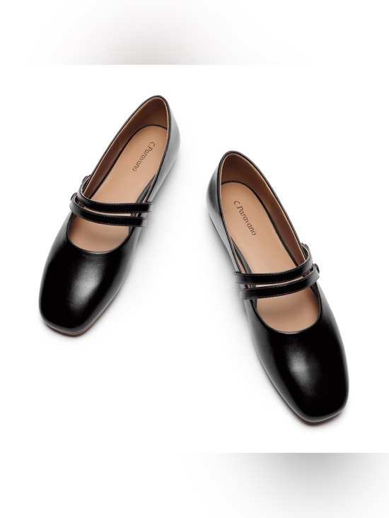 C.Paravano Shoes - C.Paravano Genuine Leather Women's Flats Mary Jane Flats Square Toe Shoes 39.5